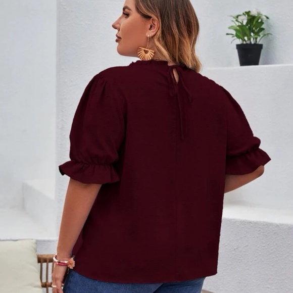 Frill Neck Swiss Dot Blouse - Picture 2 of 4